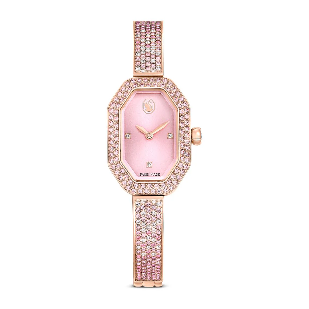 Swarovski Dextera bangle rannekello, ruusukullanväri ja vaaleanpunaiset kristallit, 5717588