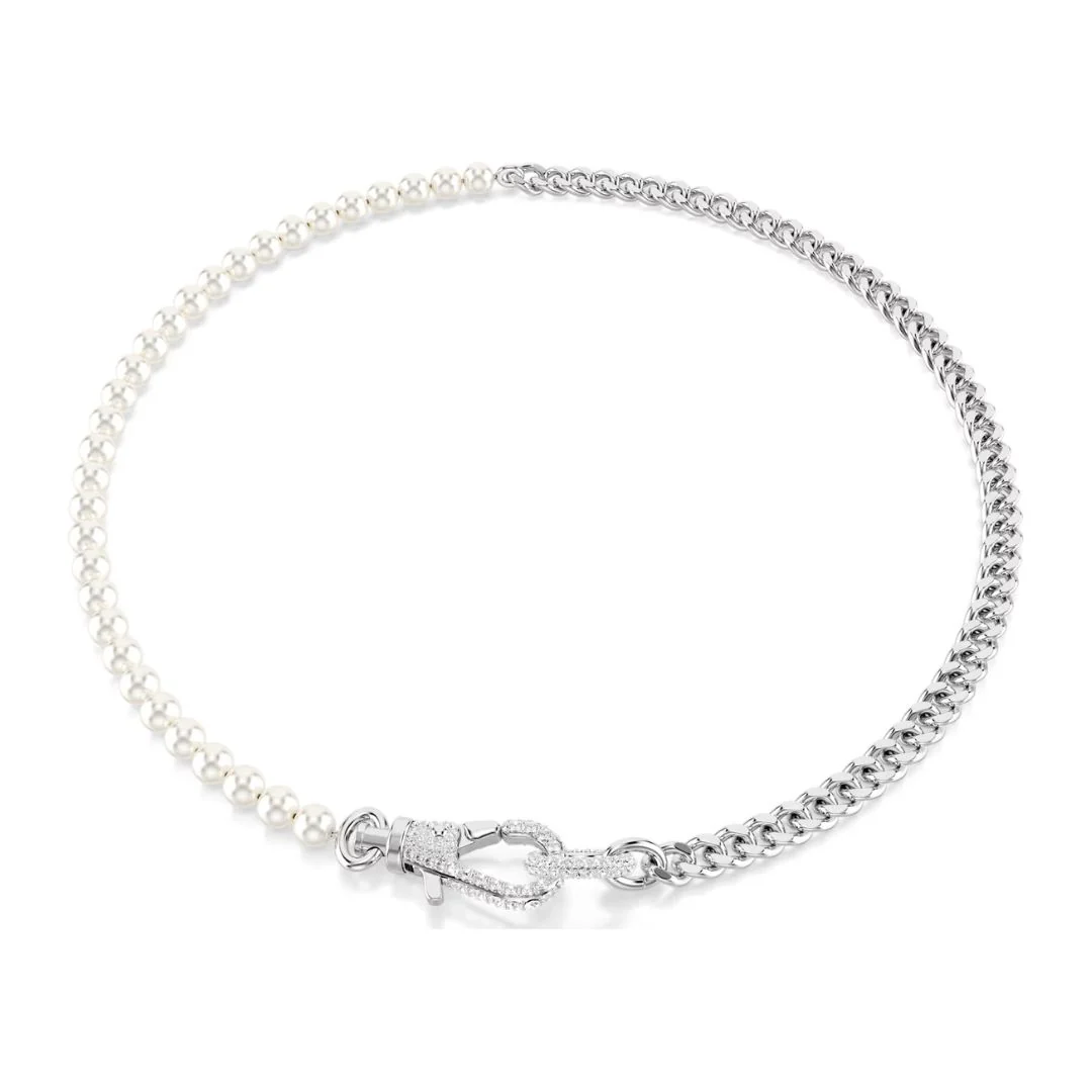 Swarovski Dextera kaulakoru, vaalea metalli kirkkailla kristalleilla ja valkoisilla helmillä 5689634