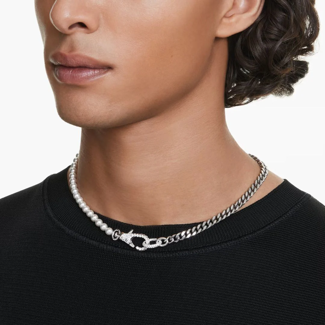 Swarovski Dextera kaulakoru, vaalea metalli kirkkailla kristalleilla ja valkoisilla helmillä 5689634 - Image 2