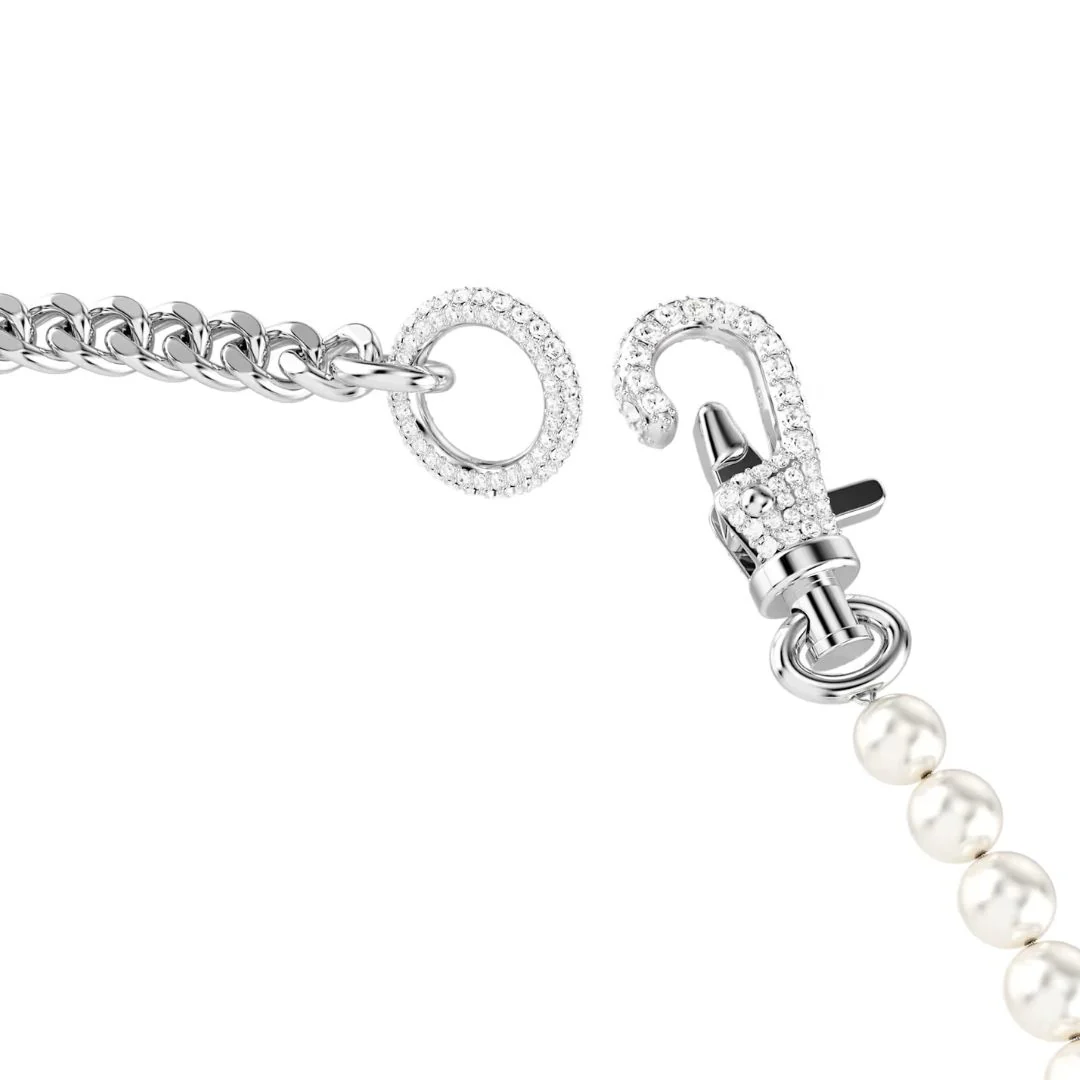 Swarovski Dextera kaulakoru, vaalea metalli kirkkailla kristalleilla ja valkoisilla helmillä 5689634 - Image 3