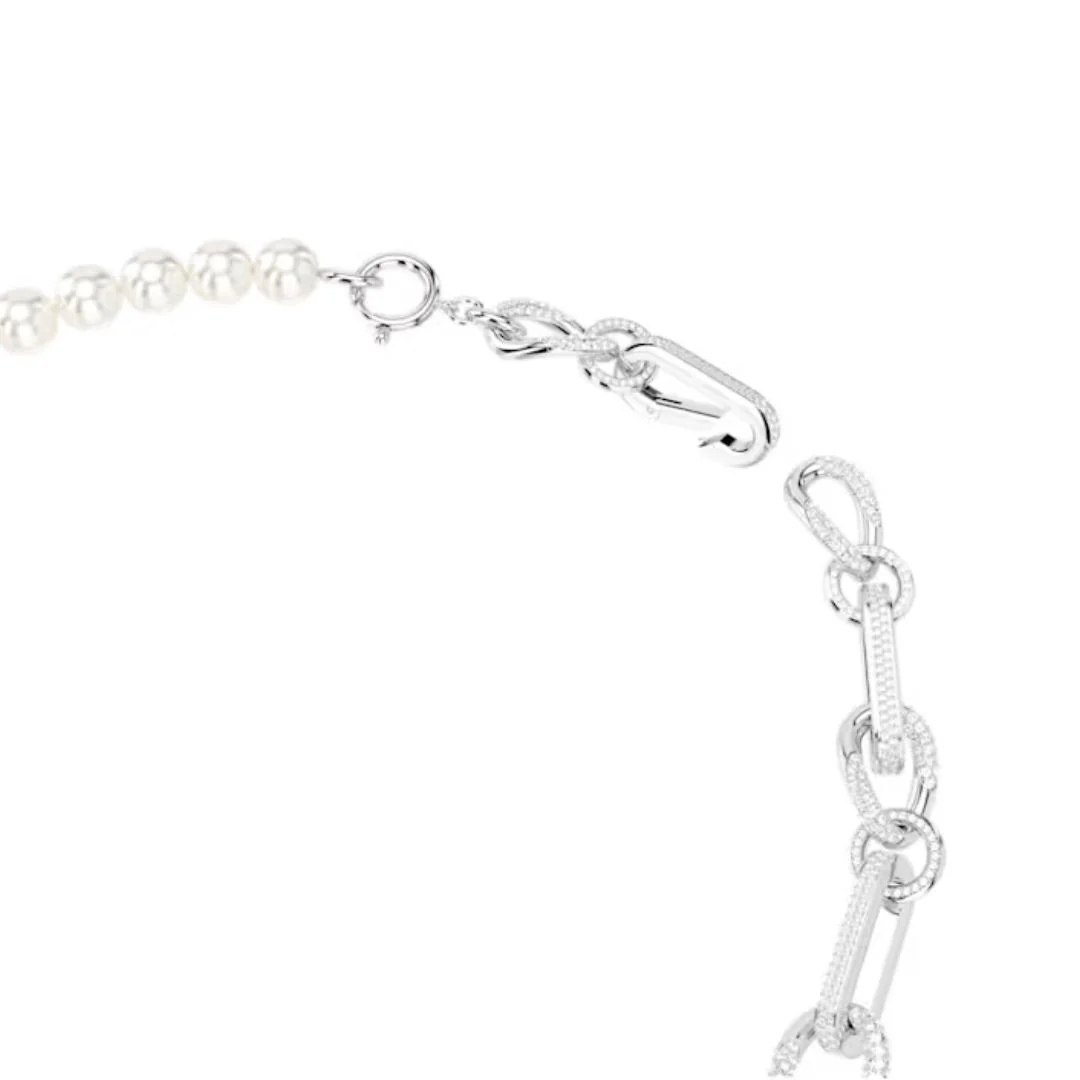 Swarovski Dextera kaulakoru, vaalea metalli kirkkailla kristalleilla ja valkoisilla helmillä 5692744 - Image 2
