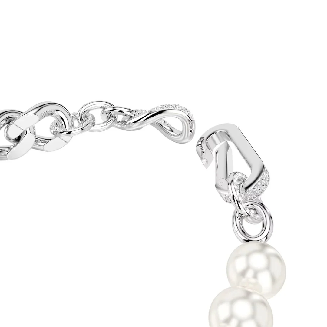 Swarovski Dextera rannekoru, vaalea metalli kirkkailla kristalleilla ja valkoisilla helmillä 5692743 - Image 2