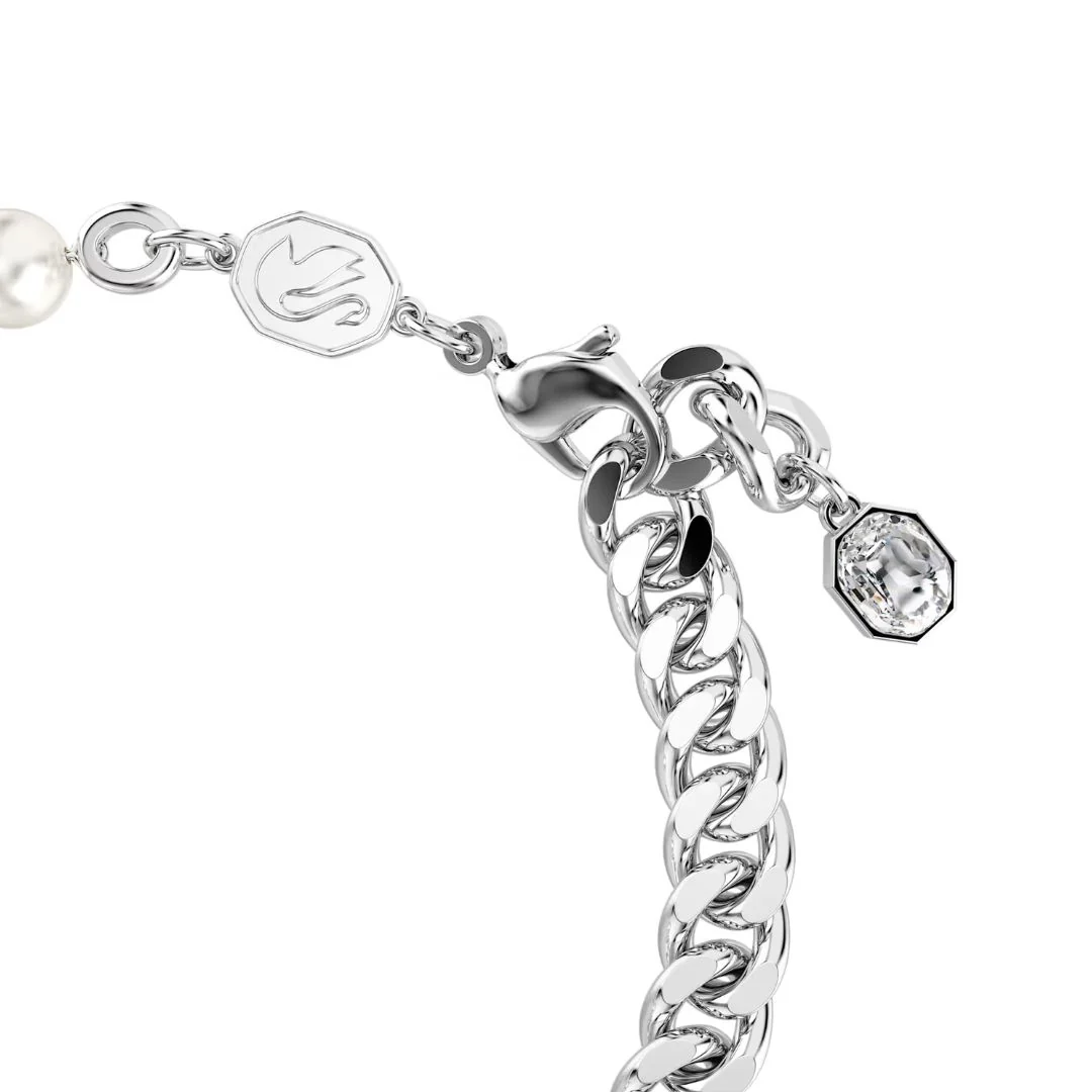 Swarovski Dextera rannekoru, vaalea metalli kirkkailla kristalleilla ja valkoisilla helmillä 5696256 - Image 3