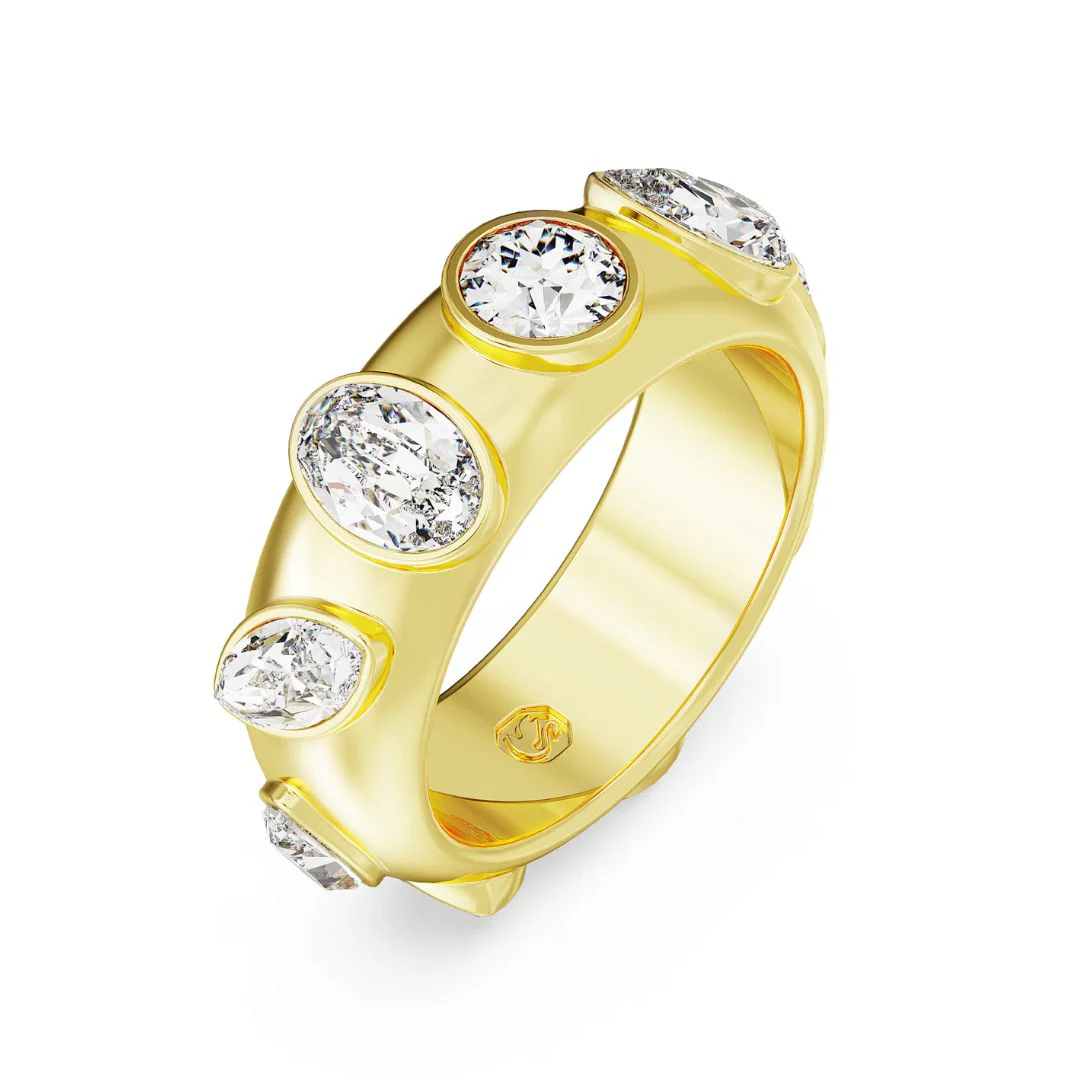 Swarovski Dextera sormus, keltakulta ja kirkkaat kristallit, 5665483