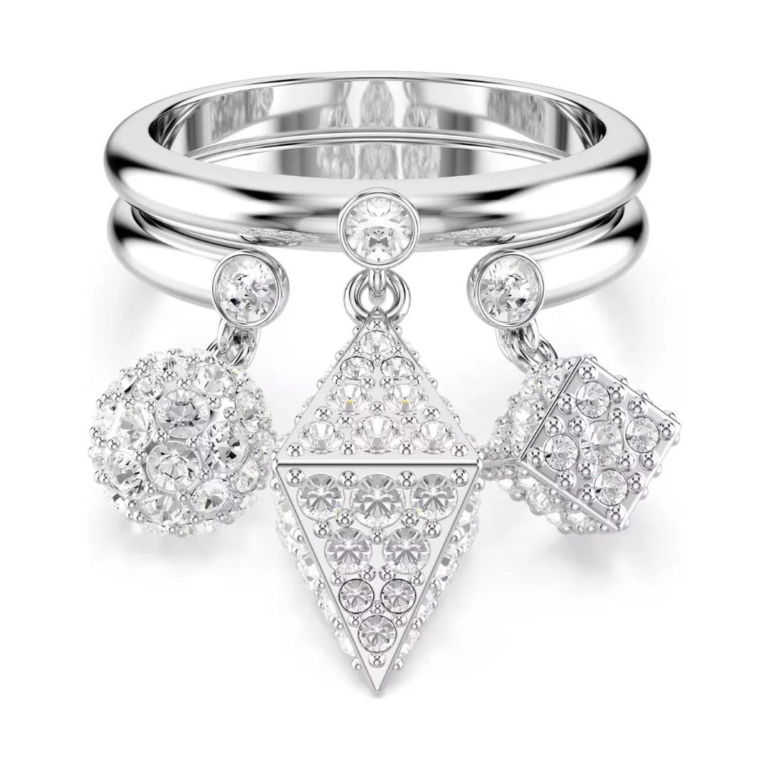 Swarovski Dextera sormus, vaalea metalli ja kirkkaat kristallit, 2 osaa