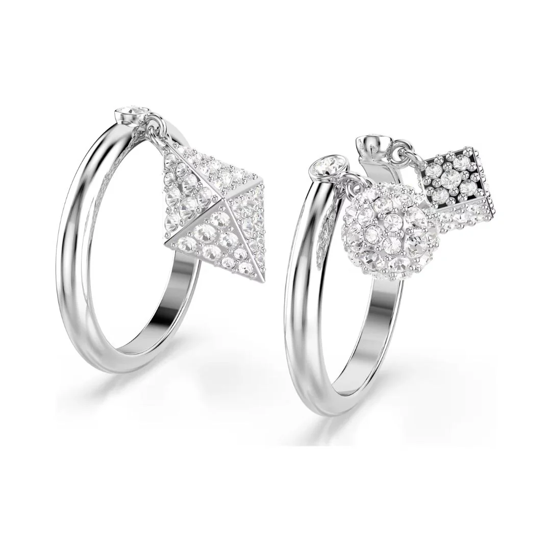 Swarovski Dextera sormus, vaalea metalli ja kirkkaat kristallit, 2 osaa - Image 2