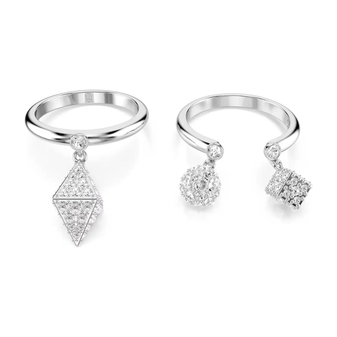 Swarovski Dextera sormus, vaalea metalli ja kirkkaat kristallit, 2 osaa - Image 3