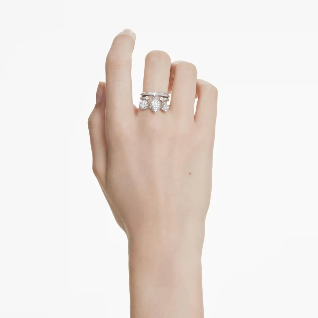 Swarovski Dextera sormus, vaalea metalli ja kirkkaat kristallit, 2 osaa - Image 4