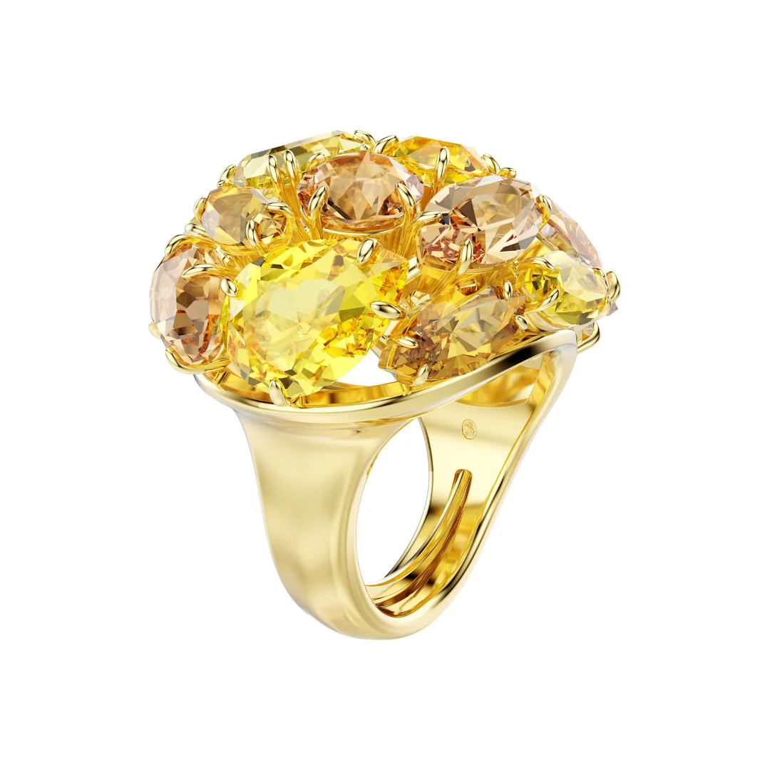 Swarovski Gema Cocktail sormus, keltakullanväri ja keltaiset kristallit - Image 3