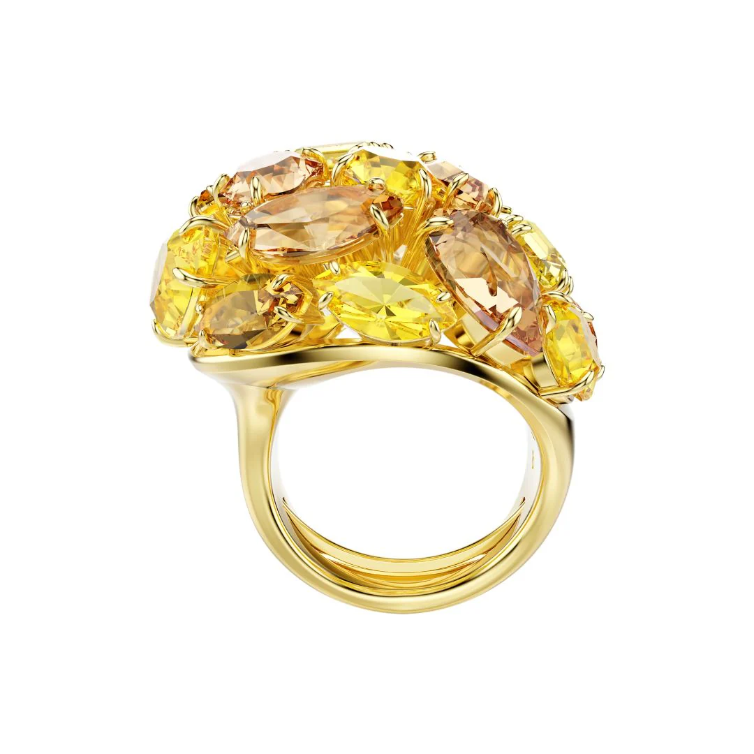 Swarovski Gema Cocktail sormus, keltakullanväri ja keltaiset kristallit - Image 4