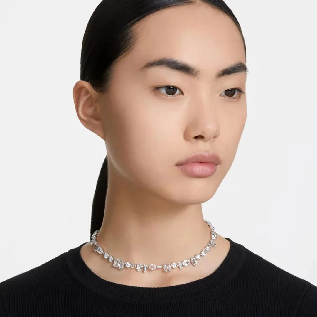 Swarovski Gema kaulakoru, vaalea metalli ja kirkkaat kristallit - Image 4