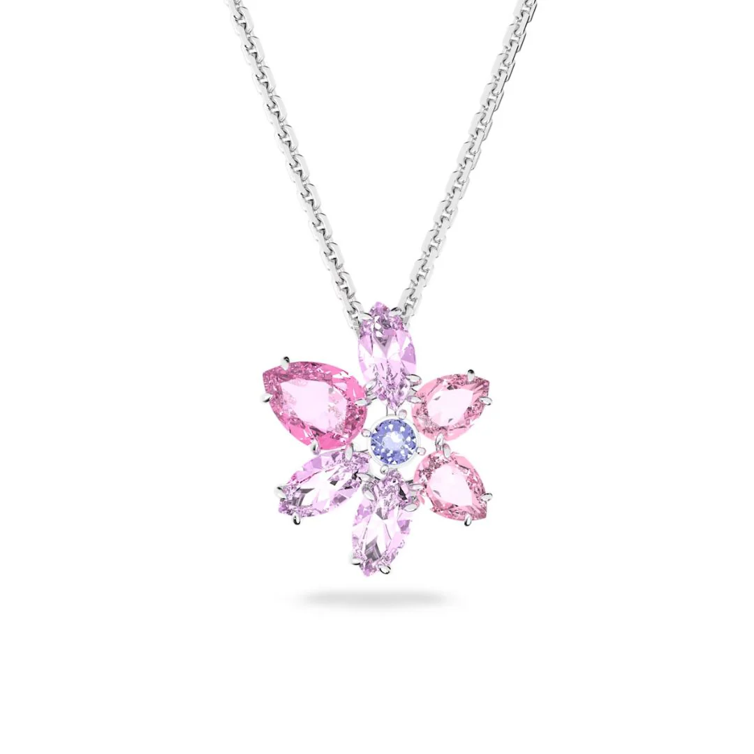 Swarovski Gema riipus, vaalea metalli ja pinkit kristallit