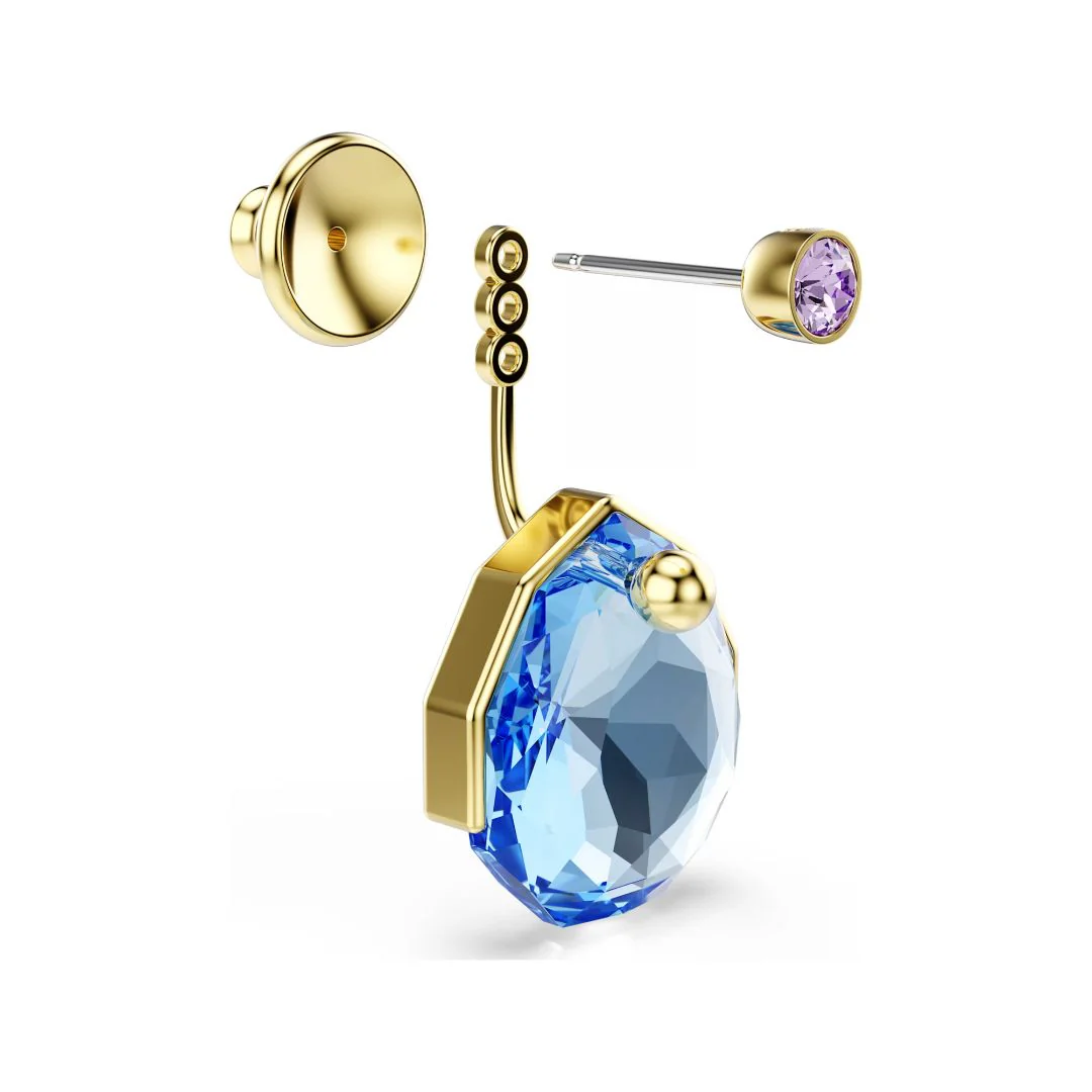 Swarovski Gema korvakorut, keltakullattu, siniset ja violetit kristallit, 5737449 - Image 3