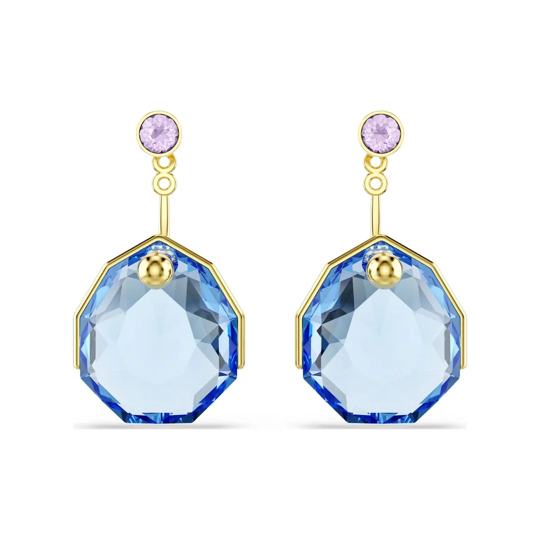 Swarovski Gema korvakorut, keltakullattu, siniset ja violetit kristallit, 5737449 - Image 4