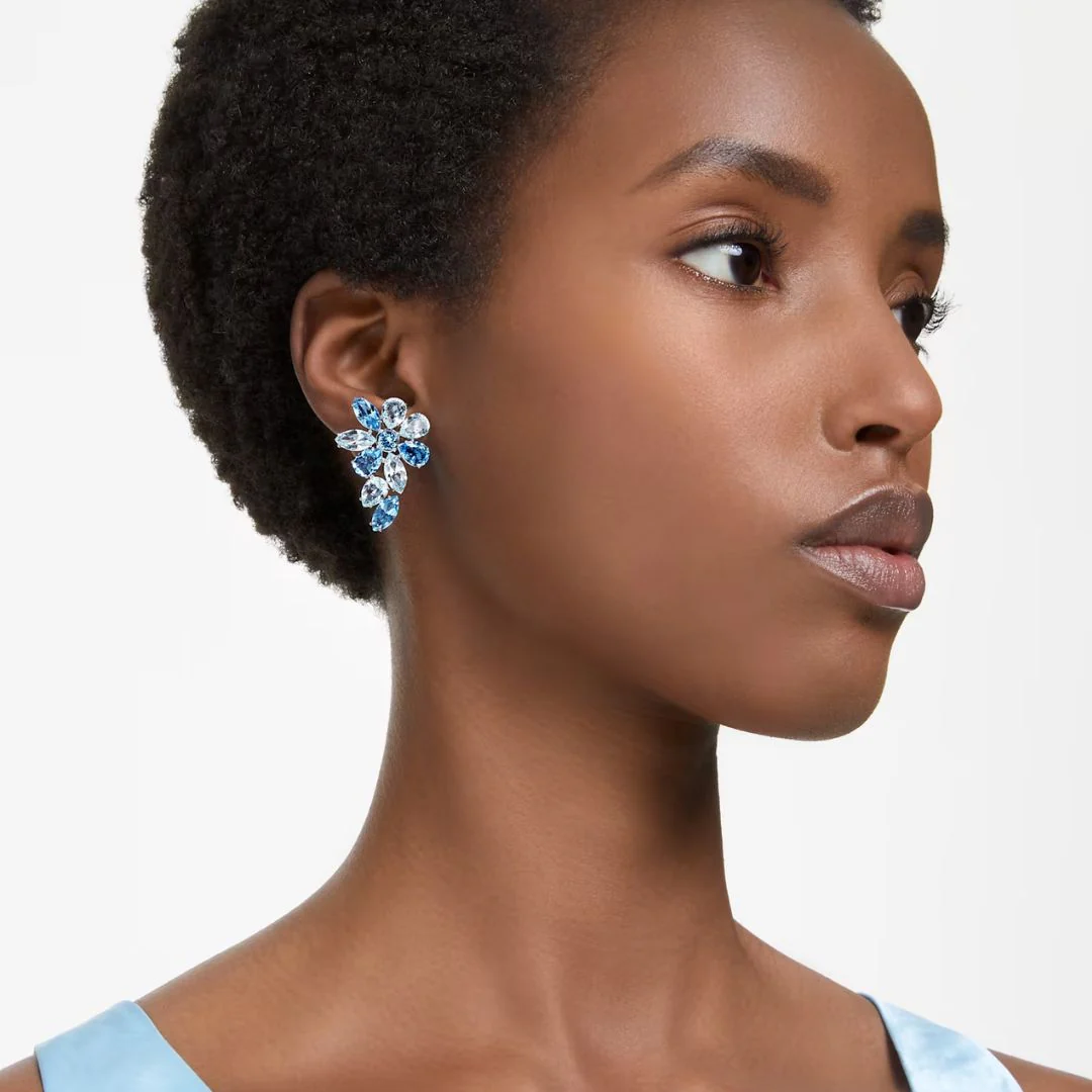 Swarovski Gema korvakorut, vaalea metalli ja siniset kristallit - Image 2