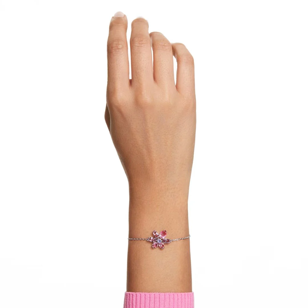Swarovski Gema rannekoru, vaalea metalli ja pinkit kristallit - Image 2