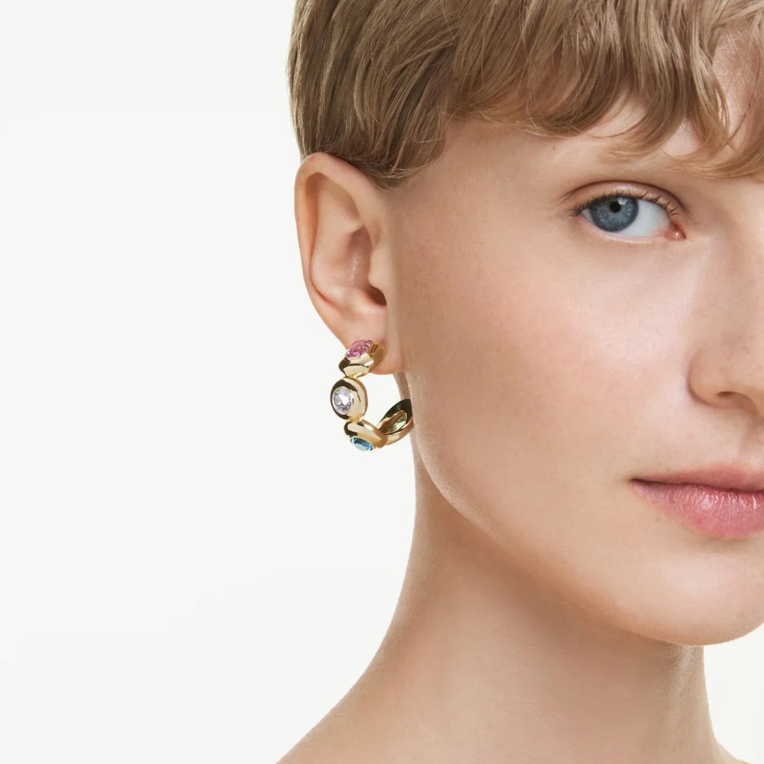 Swarovski Gema rengaskorvakorut, keltakullattu ja eriväriset kristallit, 5737444 - Image 2