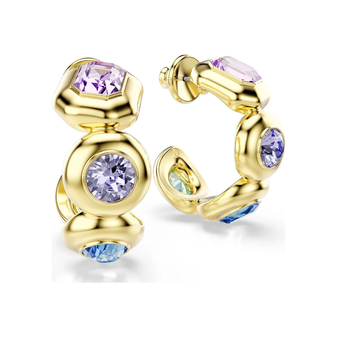 Swarovski Gema rengaskorvakorut, keltakullattu ja eriväriset kristallit, 5737444 - Image 3