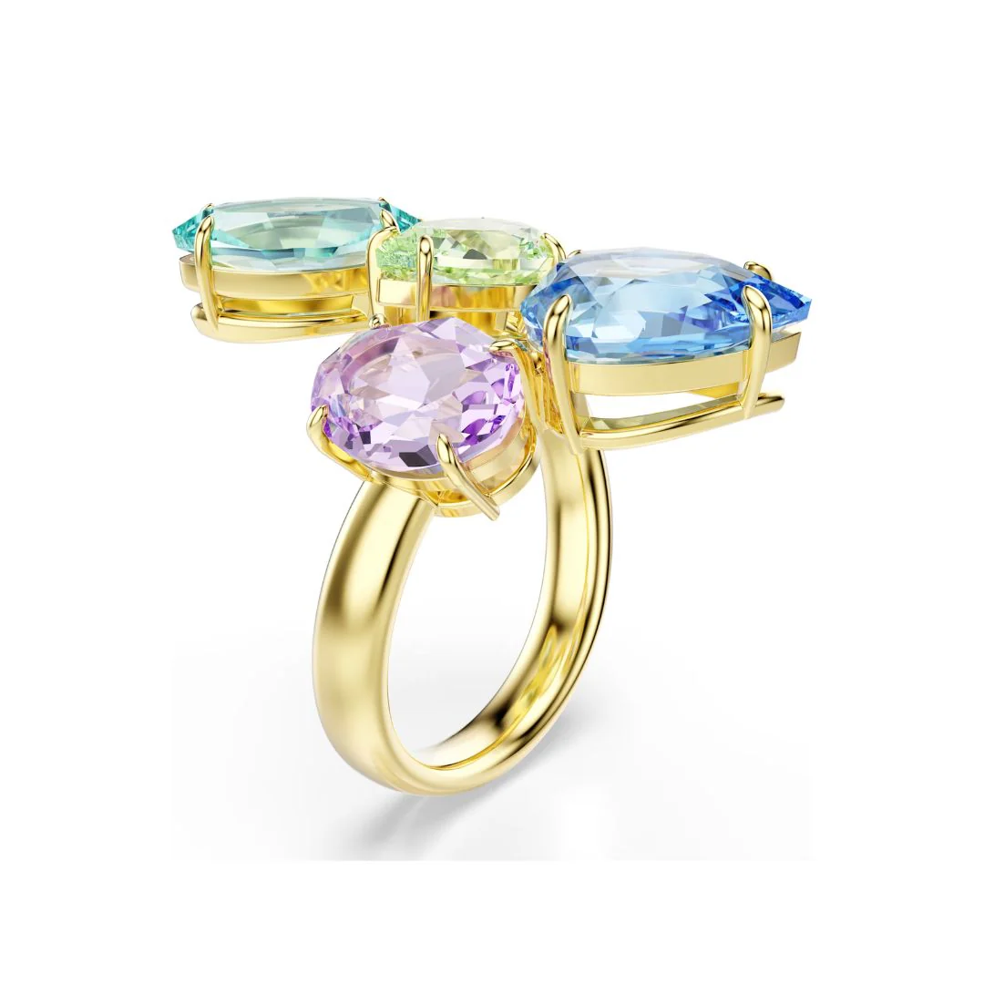 Swarovski Gema sormus, keltakullattu ja eriväriset kristallit - Image 3