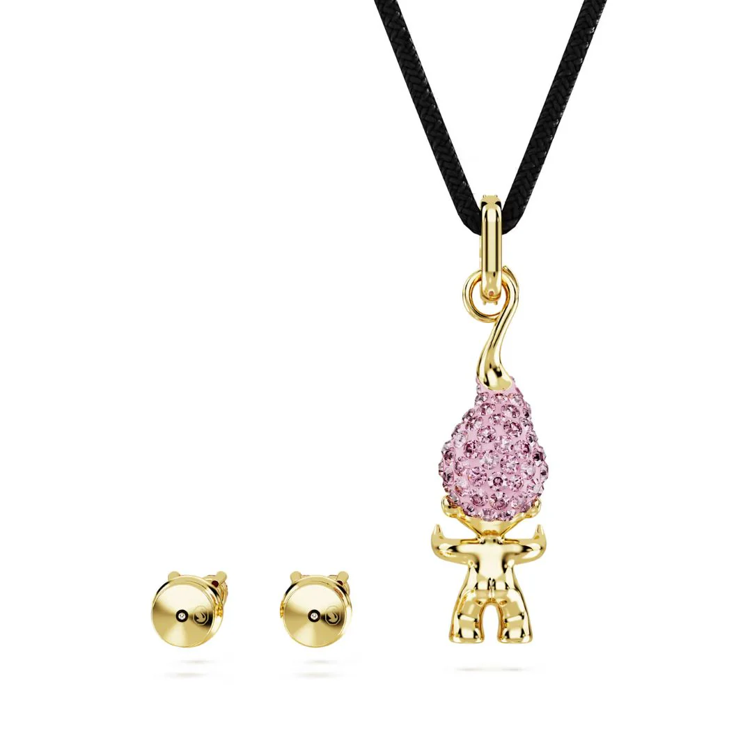 Swarovski Good Luck Troll riipus ja korvakorut, keltakullanväri ja pinkit kristallit 5691945 - Image 4