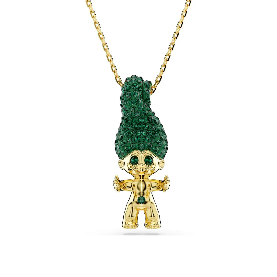 Swarovski Good Luck Troll riipus, keltakullanväri ja vihreät kristallit 5691939
