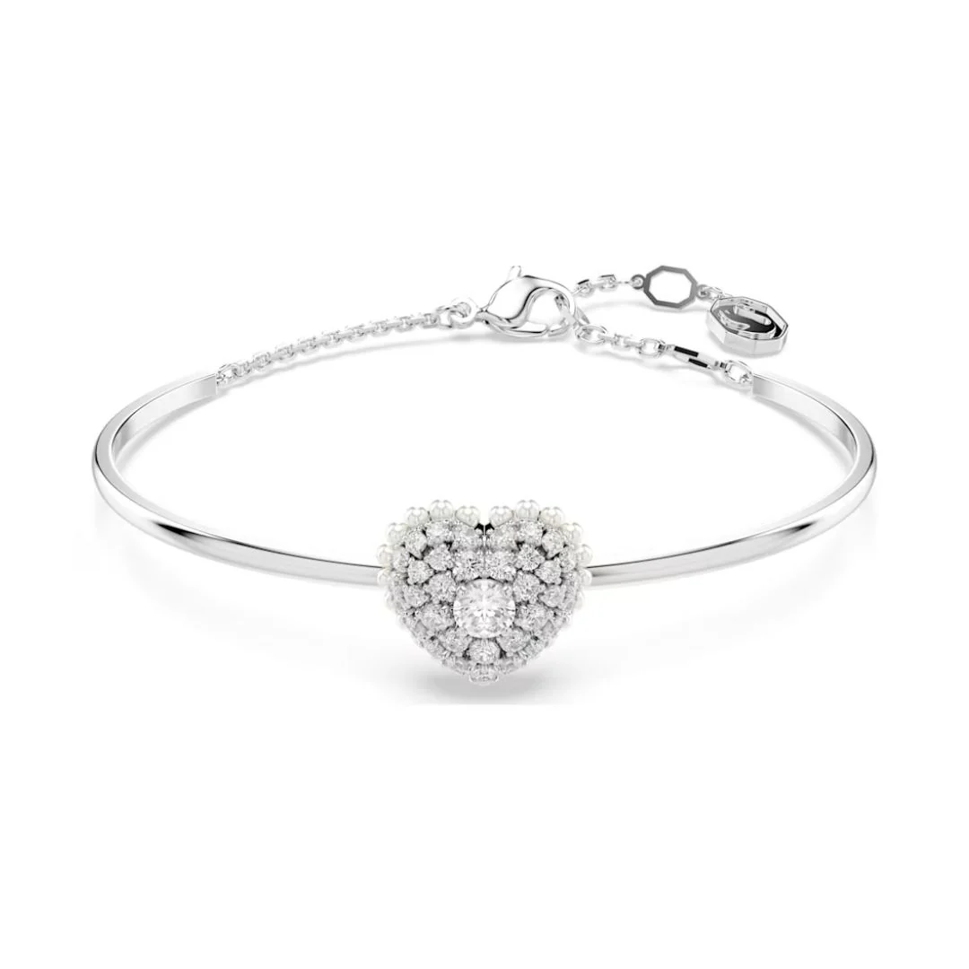 Swarovski Hyperbola Heart rannerengas, vaalea metalli ja kirkkaat kristallit, 5684385