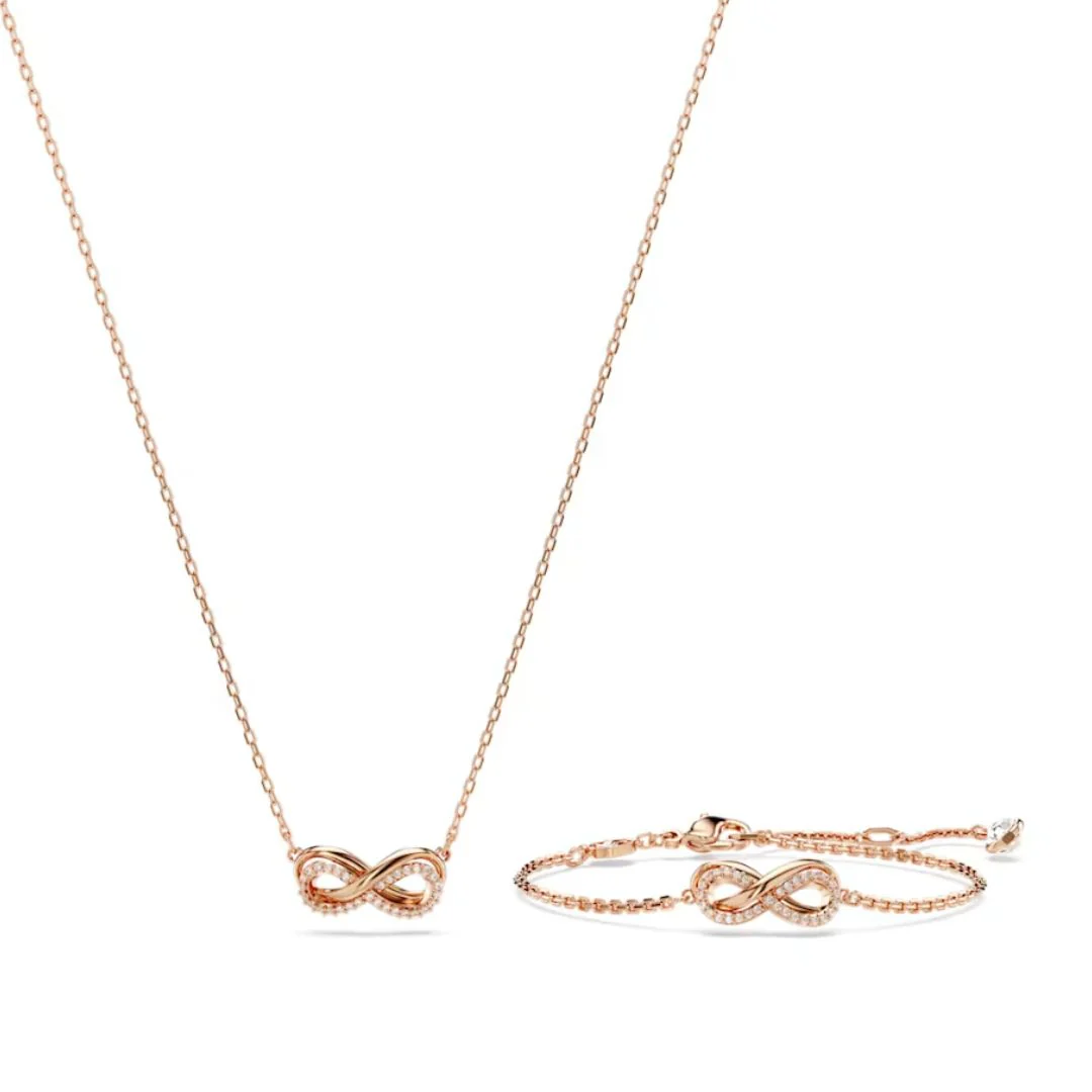Swarovski Hyperbola Infinity riipus ja rannekoru, ruusukullanväri ja kirkkaat kristallit 5682483