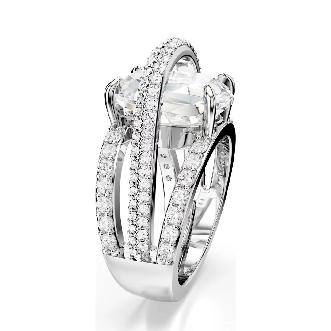 Swarovski Hyperbola sormus, vaalea metalli ja kirkkaat kristallit - Image 2