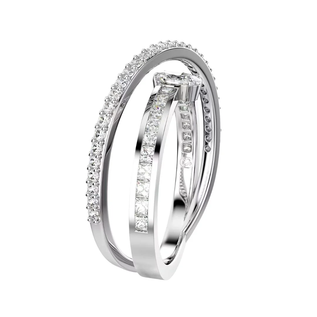 Swarovski Hyperbola sormus, vaalea metalli ja kirkkaat kristallit - Image 2