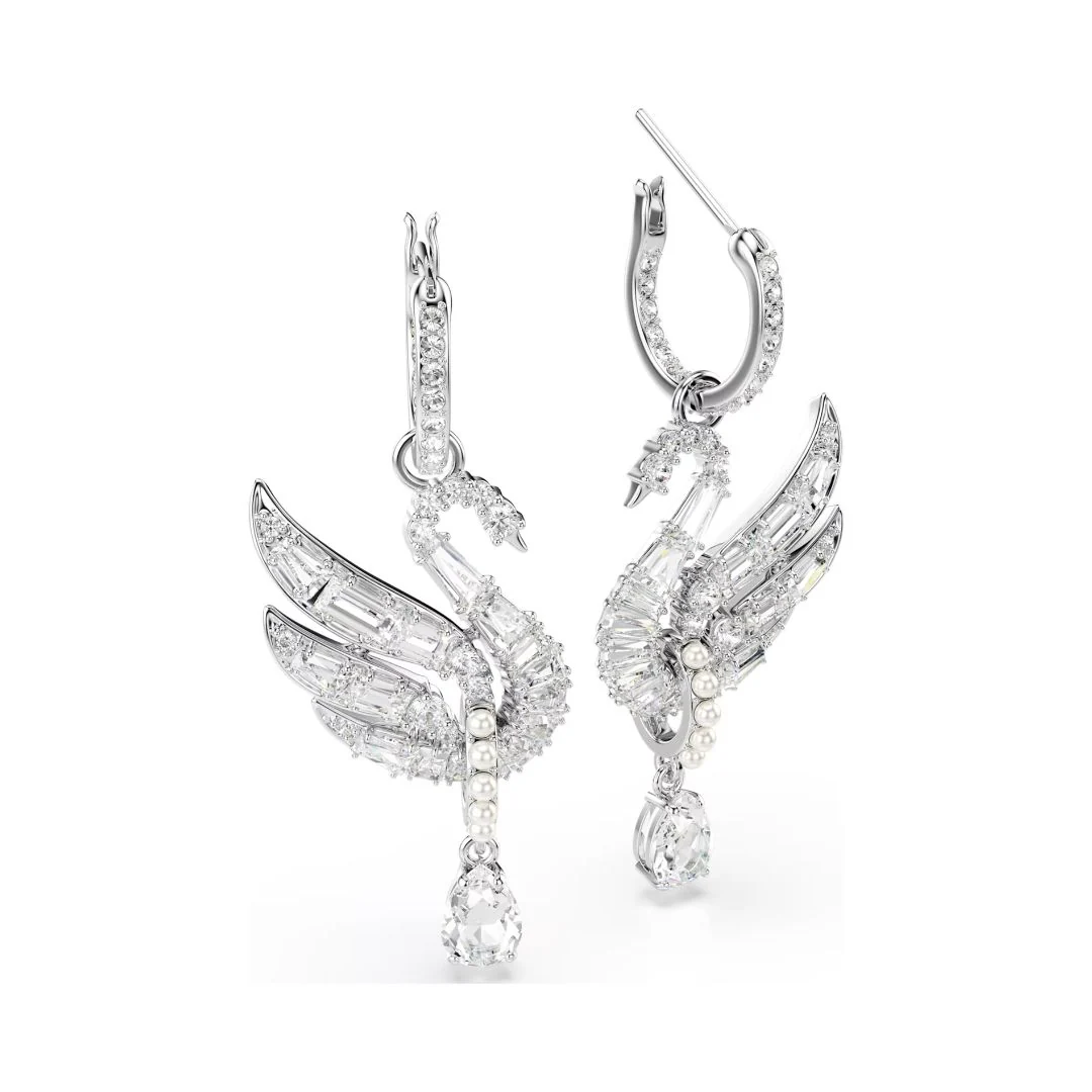 Swarovski Iconic Swan korvakorut, vaalea metalli ja kirkkaat kristallit, 5723388 - Image 3