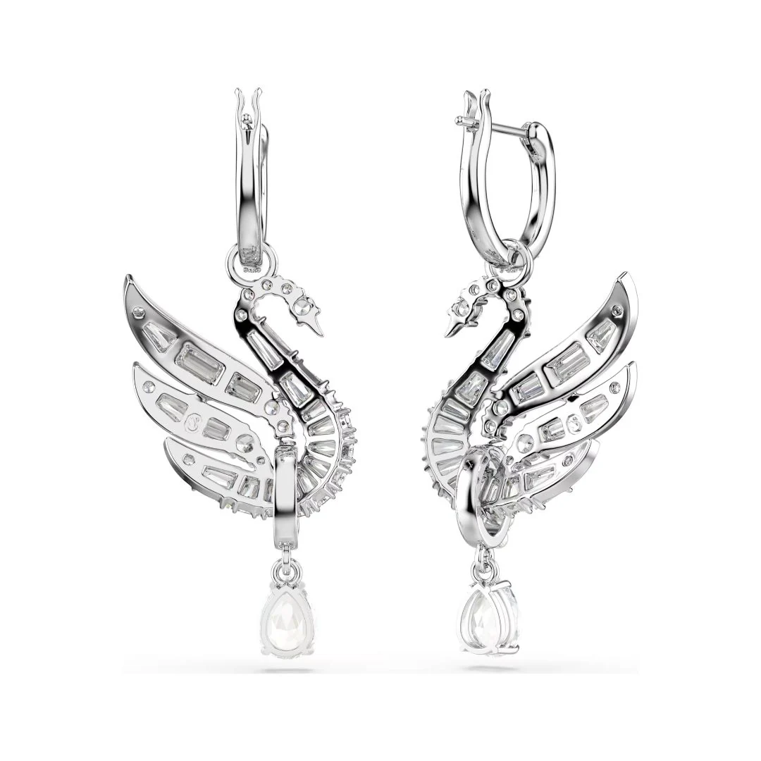 Swarovski Iconic Swan korvakorut, vaalea metalli ja kirkkaat kristallit, 5723388 - Image 4