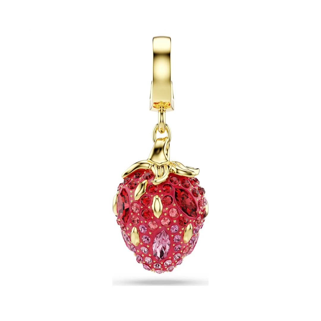 Swarovski Idyllia charm, keltakullattu, vaaleanpunaiset ja punaiset kristallit, 5743136