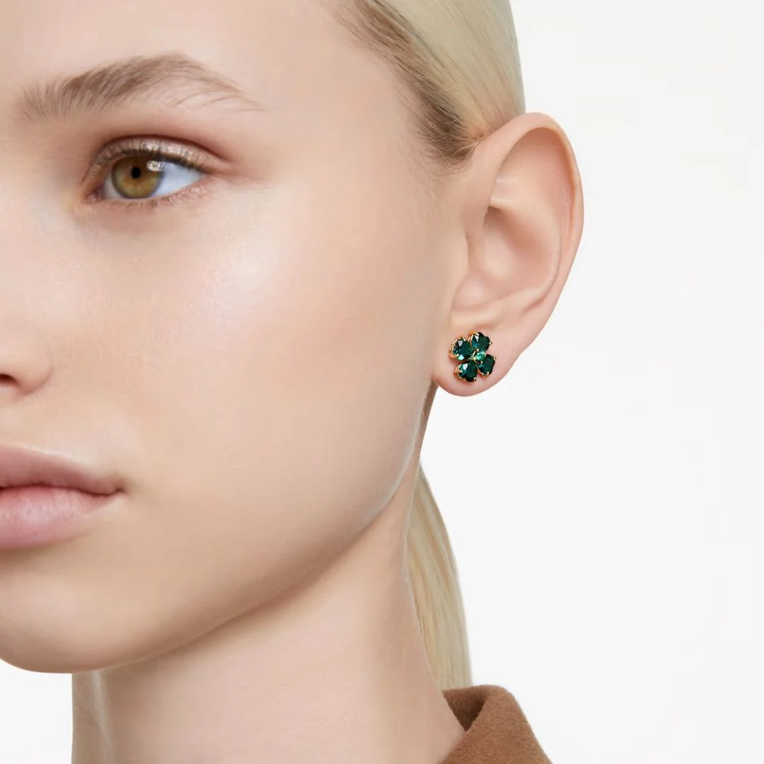 Swarovski Idyllia korvakorut, keltakullanväri ja vihreät kristallit, 5666236 - Image 2