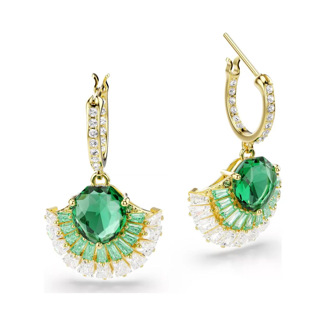 Swarovski Idyllia korvakorut, keltakullattu, vihreä kristalli ja zirkonit, 5709378 - Image 3