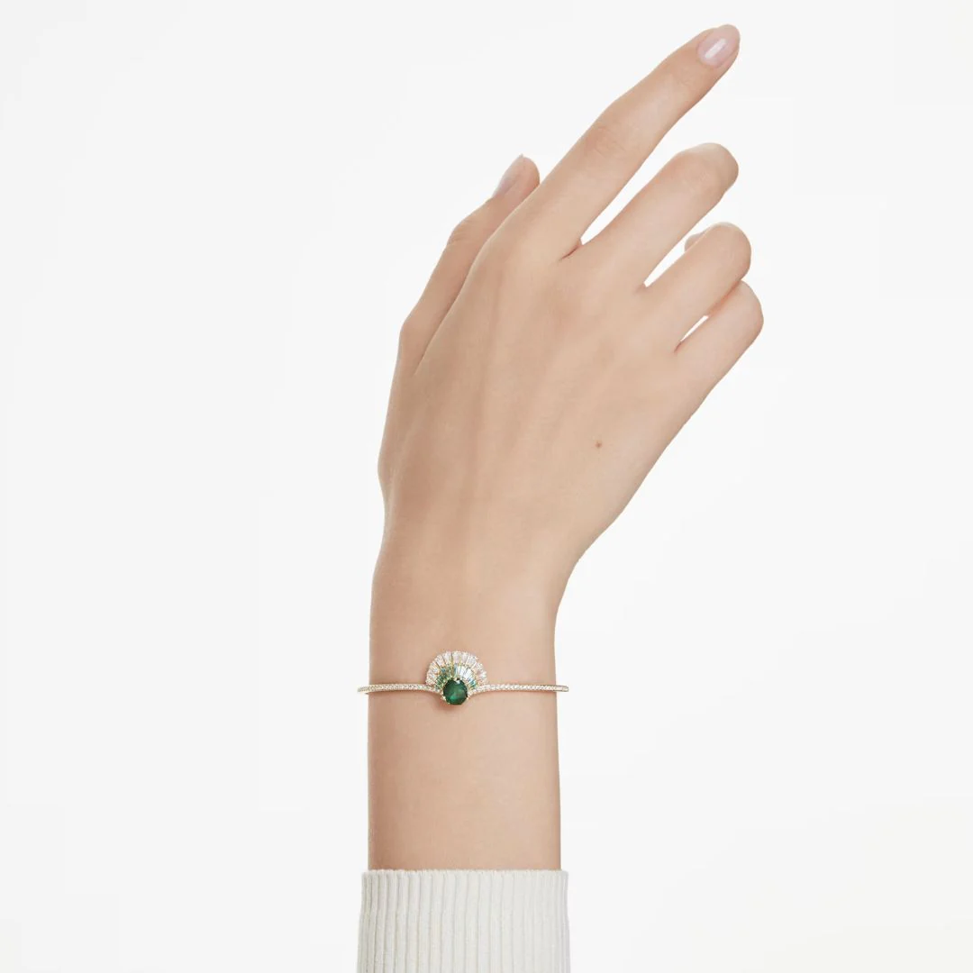 Swarovski Idyllia rannerengas, keltakullattu, vihreä kristalli ja zirkonit, 5715616 - Image 2