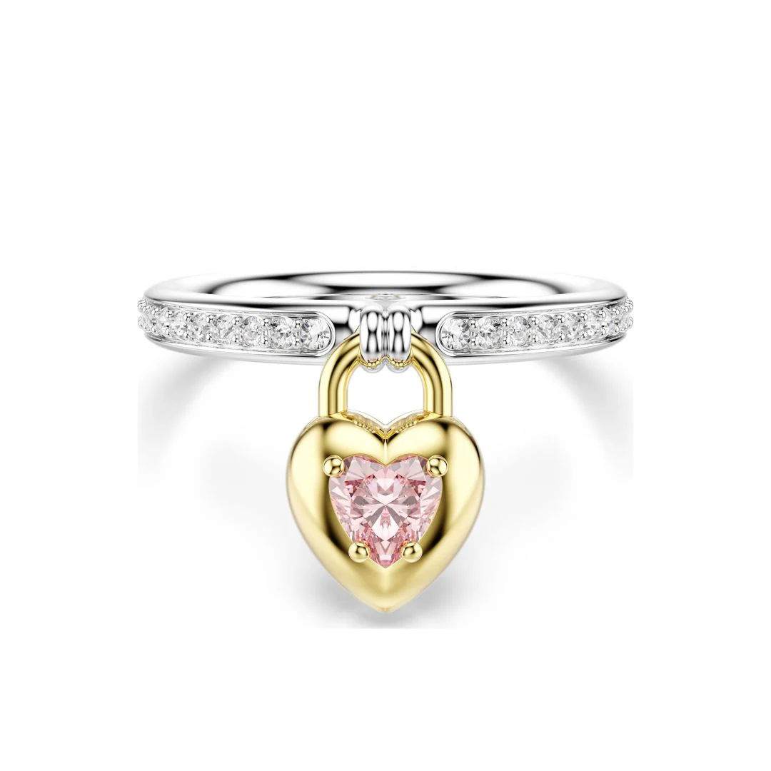 Swarovski Idyllia sormus, keltakullattu ja vaaleanpunainen kristalli