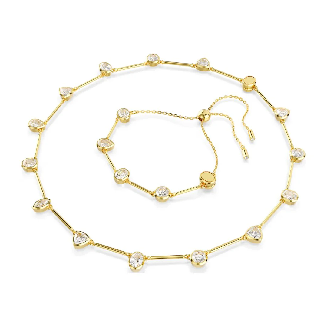 Swarovski Imber Tennis kaulakoru ja rannekoru -setti, keltakullattu ja kirkkaat kristallit, 5705481