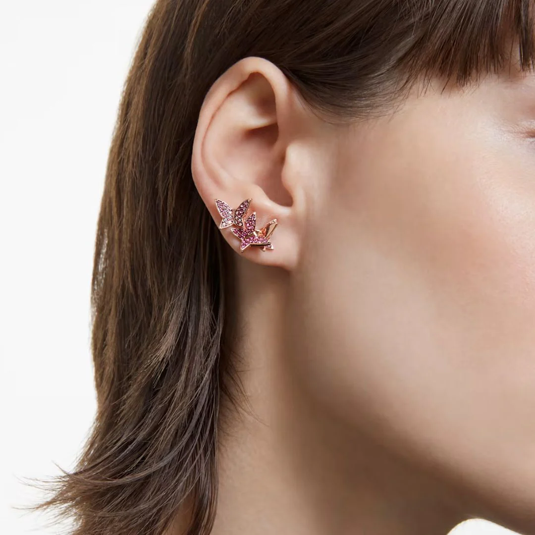 Swarovski Lilia kolmen korvakorun setti, rosekullan sävy - Image 2