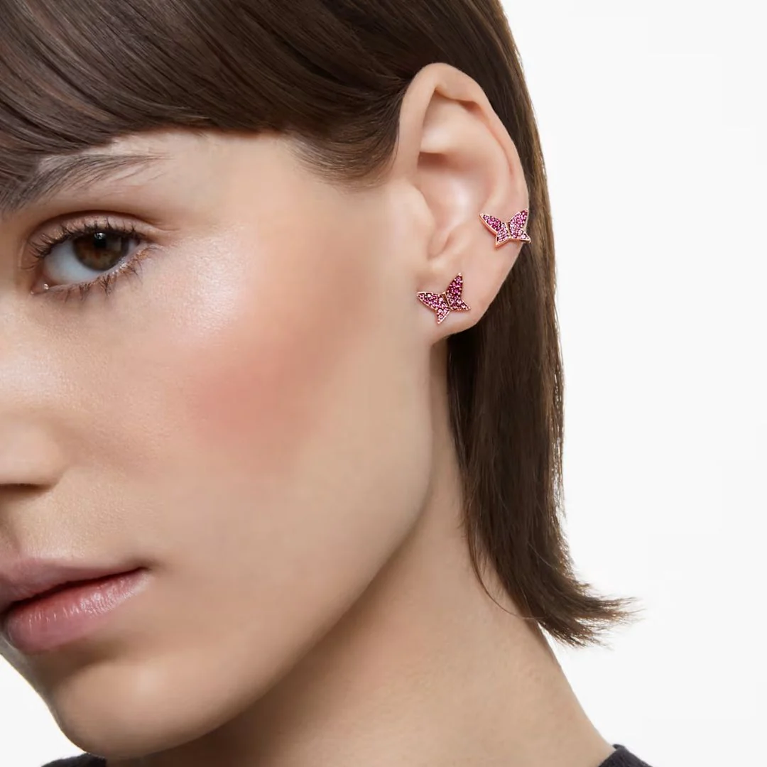 Swarovski Lilia kolmen korvakorun setti, rosekullan sävy - Image 3