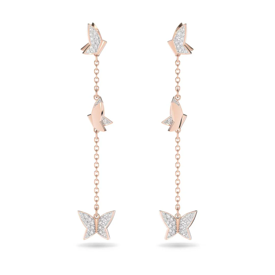 Swarovski Lilia korvakorut, pitkät, rosekullan väriset