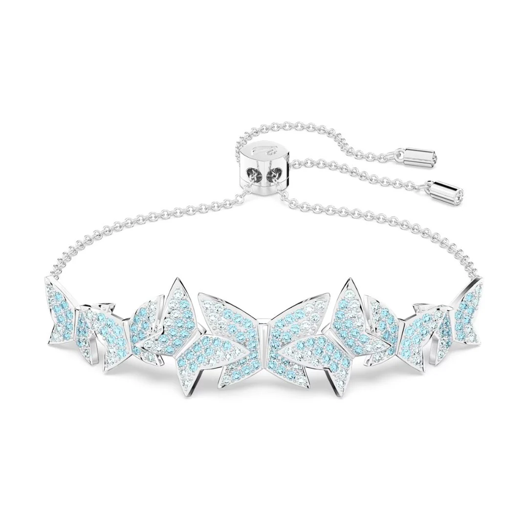 Swarovski Lilia rannekoru, vaalea metalli ja siniset kristallit