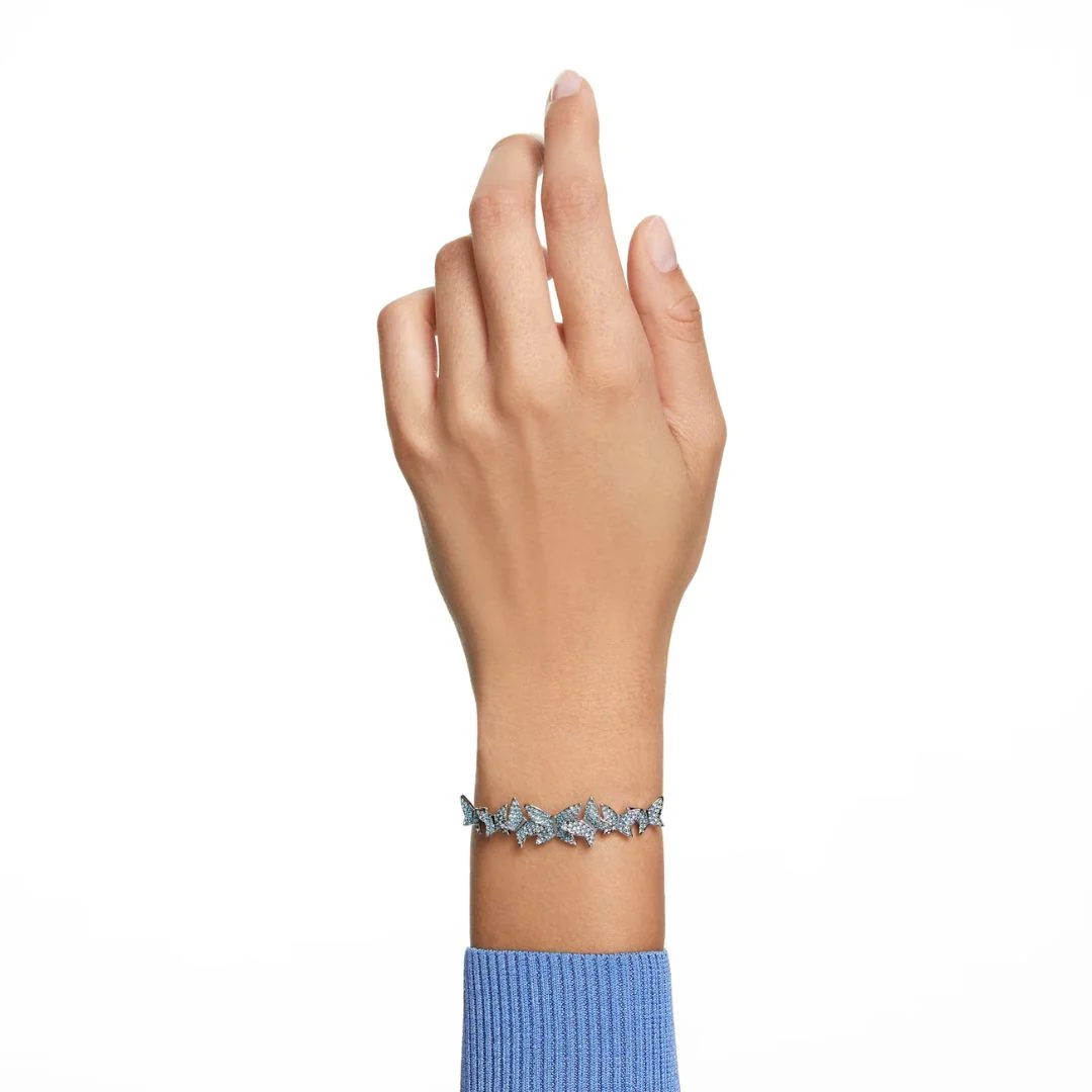 Swarovski Lilia rannekoru, vaalea metalli ja siniset kristallit - Image 2