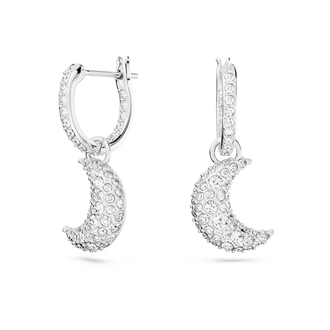Swarovski Luna korvakorut, vaalea metalli ja kirkkaat kristallit