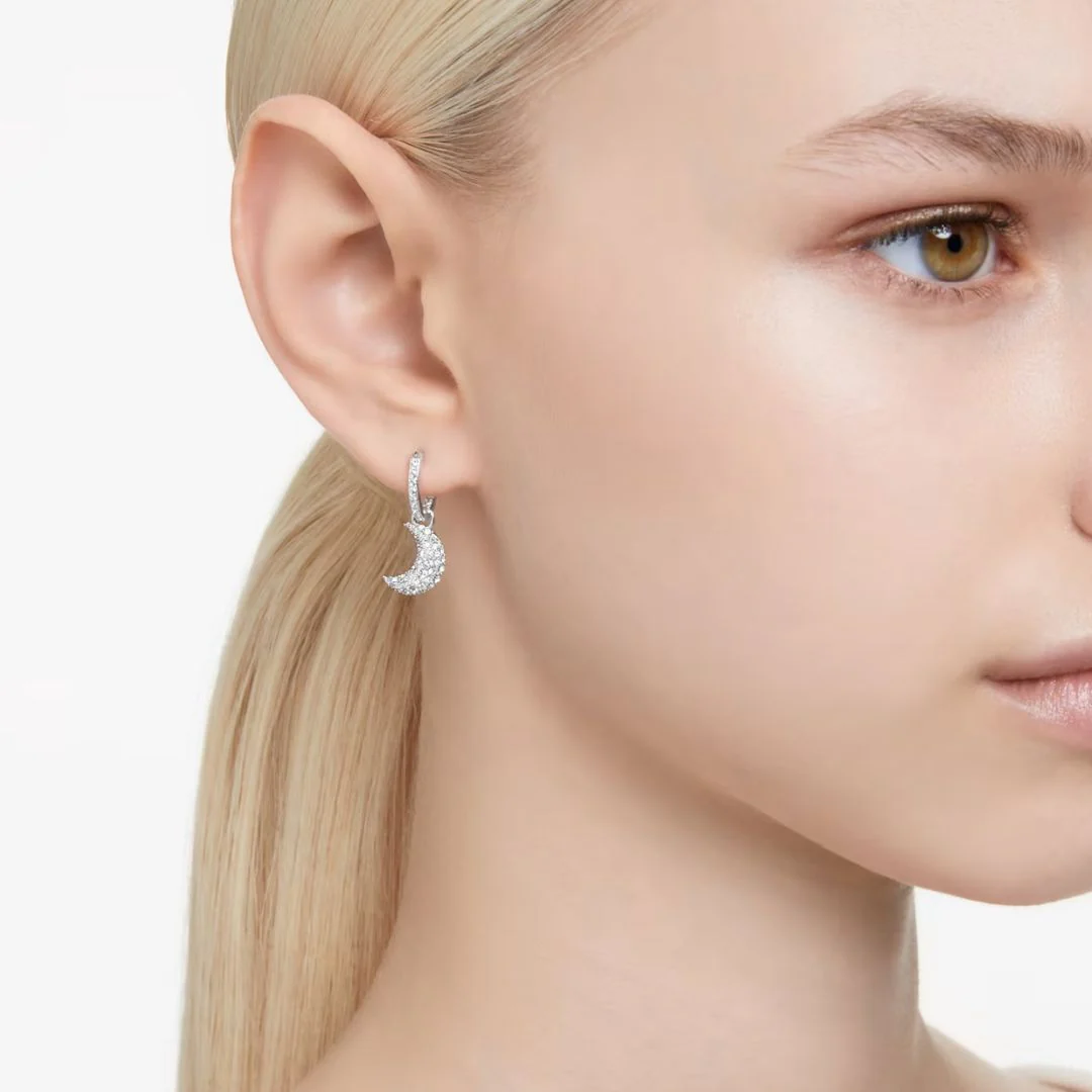 Swarovski Luna korvakorut, vaalea metalli ja kirkkaat kristallit - Image 2