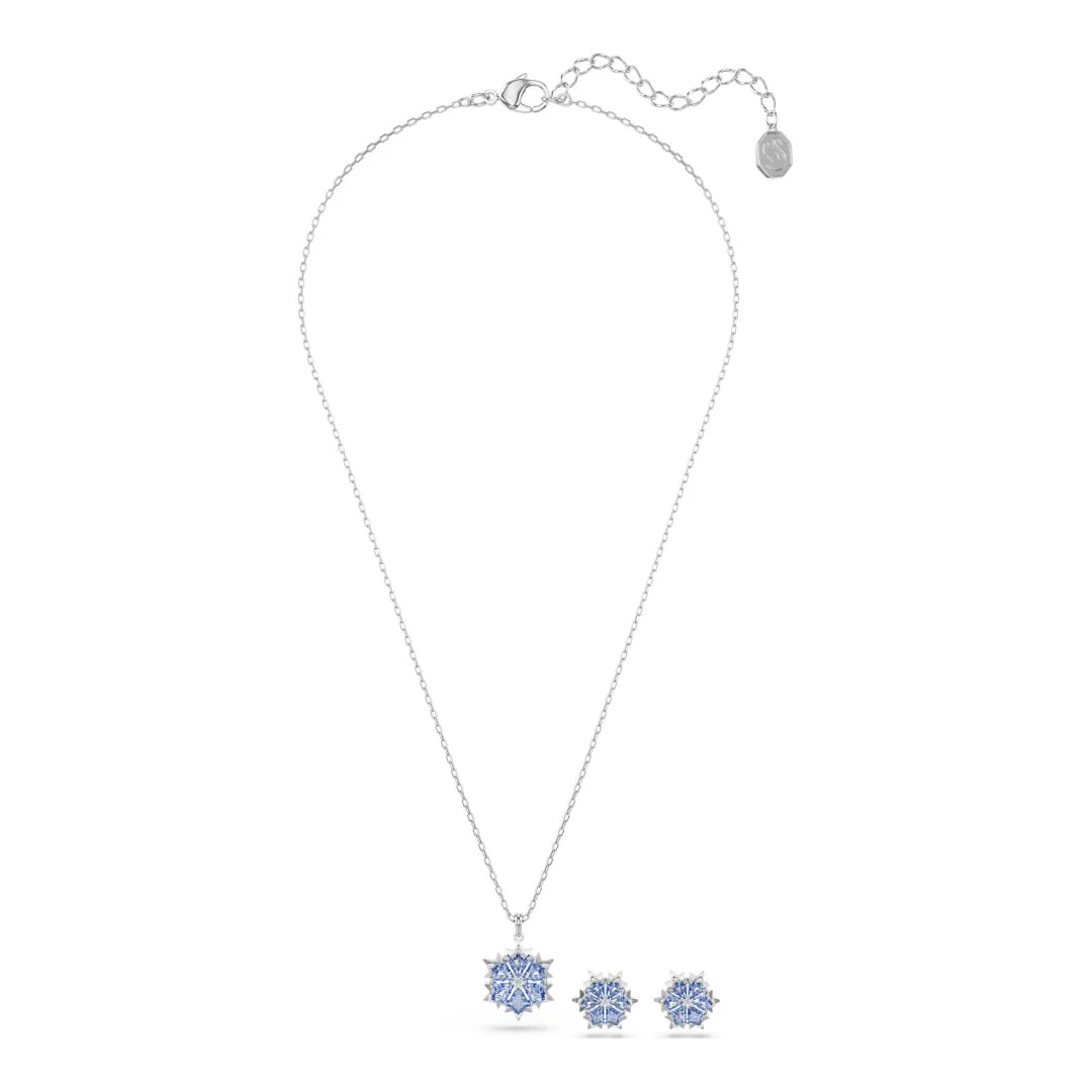 Swarovski Magic Snowflake riipus ja korvakorut, vaalea metalli ja siniset kristallit 5734243 - Image 4
