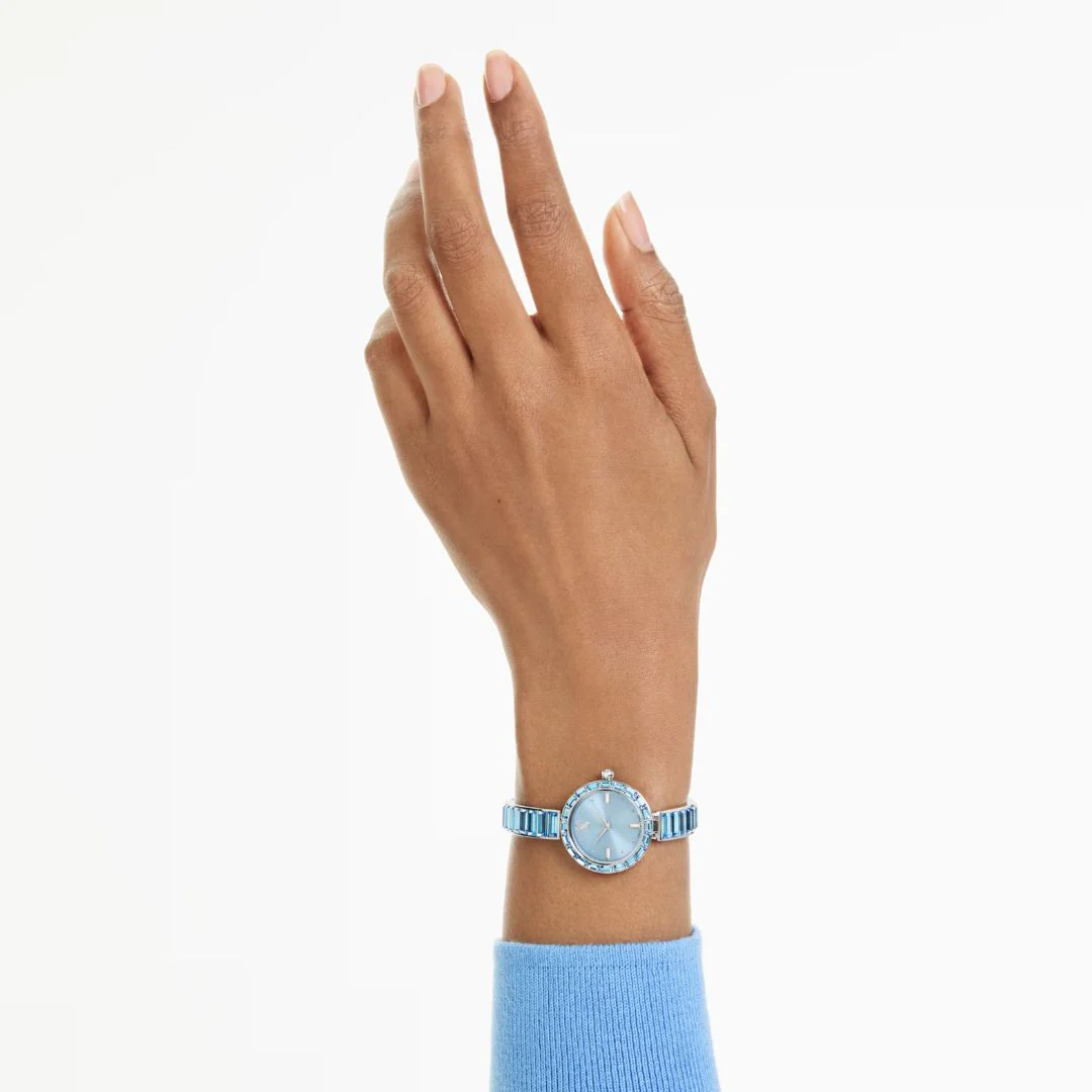 Swarovski Matrix bangle rannekello, hopeanvärinen ja siniset kristallit, 5730172 - Image 2