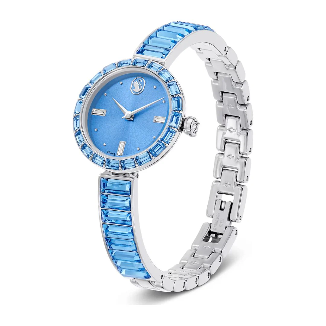 Swarovski Matrix bangle rannekello, hopeanvärinen ja siniset kristallit, 5730172 - Image 3