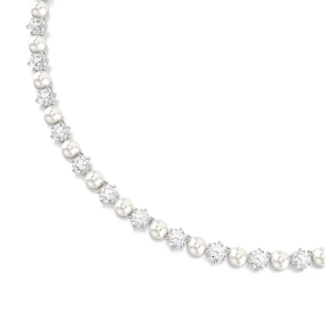 Swarovski Matrix kaulakoru, vaalea metalli, kirkkaat kristallit ja valkoiset helmet, 5689623 - Image 2