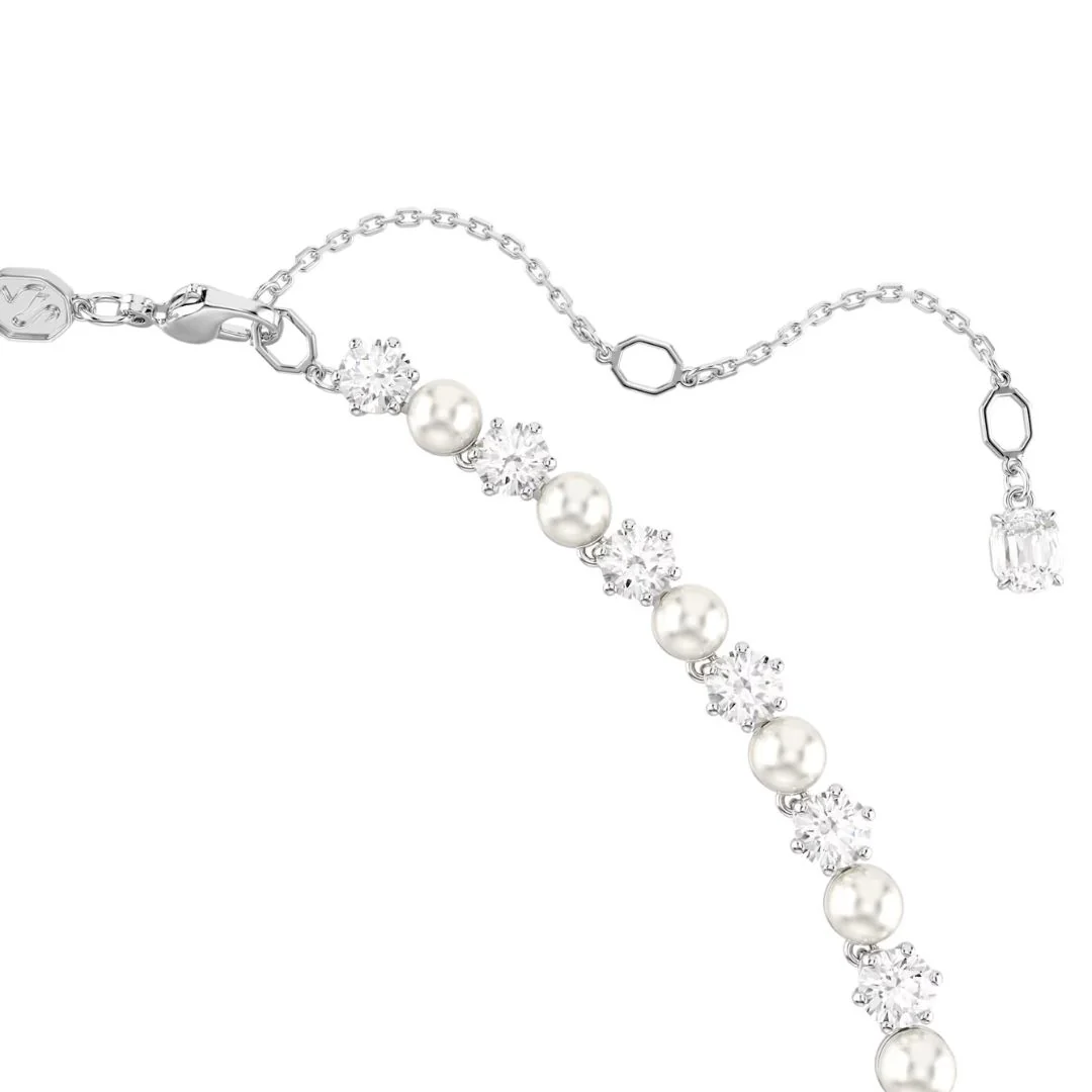 Swarovski Matrix kaulakoru, vaalea metalli, kirkkaat kristallit ja valkoiset helmet, 5689623 - Image 3
