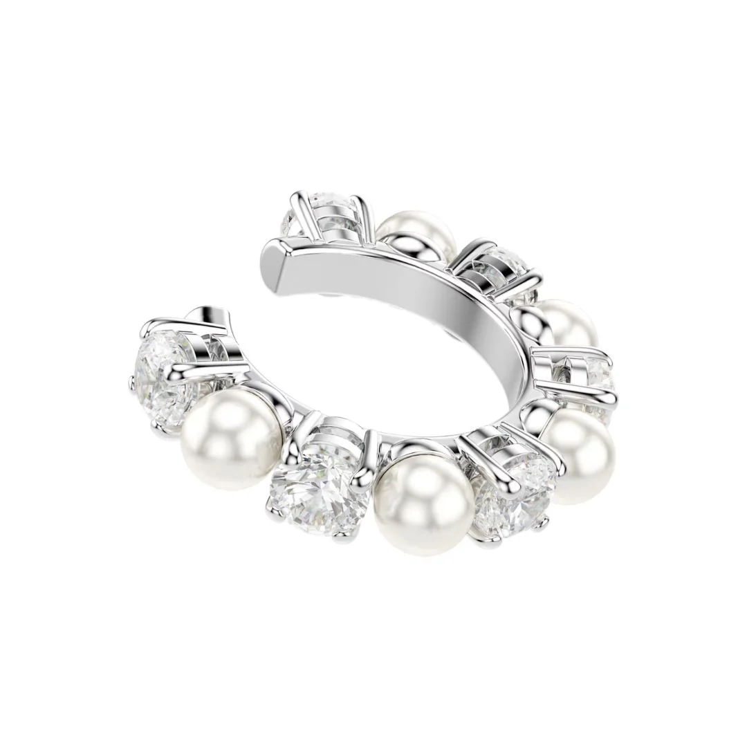 Swarovski Matrix korvakorut, setti, vaalea metalli, kirkkaat zirkonit ja valkoiset helmet 5691715 - Image 3
